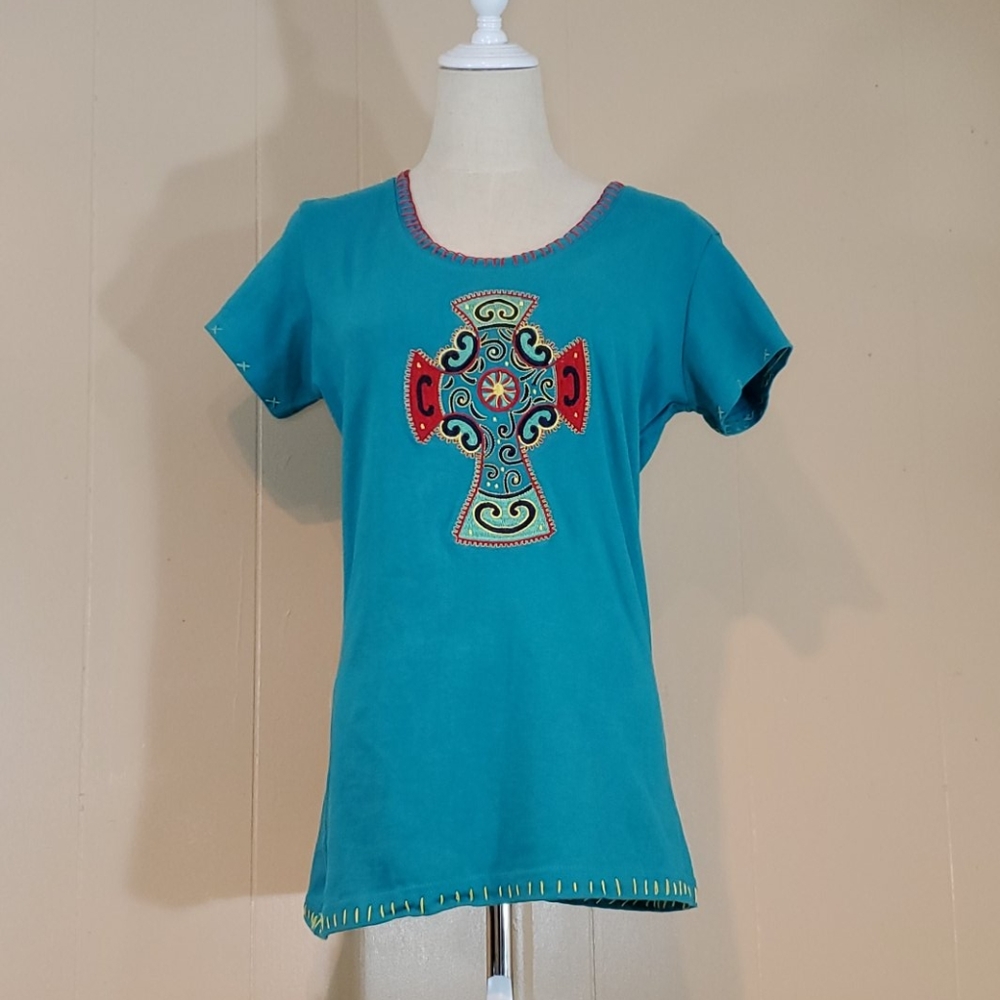 Cattlelac Ranch Embroidered Cross T-Shirt